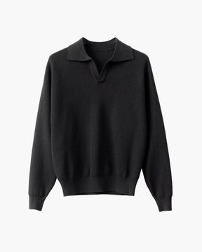 Textured Knit Polo Sweater